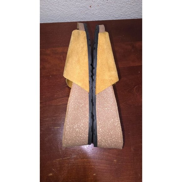 Mariana Luna Women's Yellow Suede Slide Sandals Cork Wedge Soles Size 9 - Picture 5 of 8